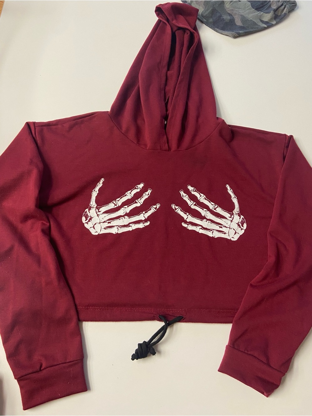 G Mini Red Cropped Hoodie Sweater Skeleton Hand Graphic gently worn size S / M
